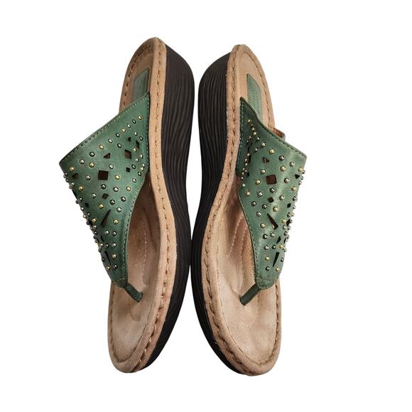 Clarks Artisan Womens Amaya Trong Leather Embellished Sandals Size 9 Green - Picture 4 of 9